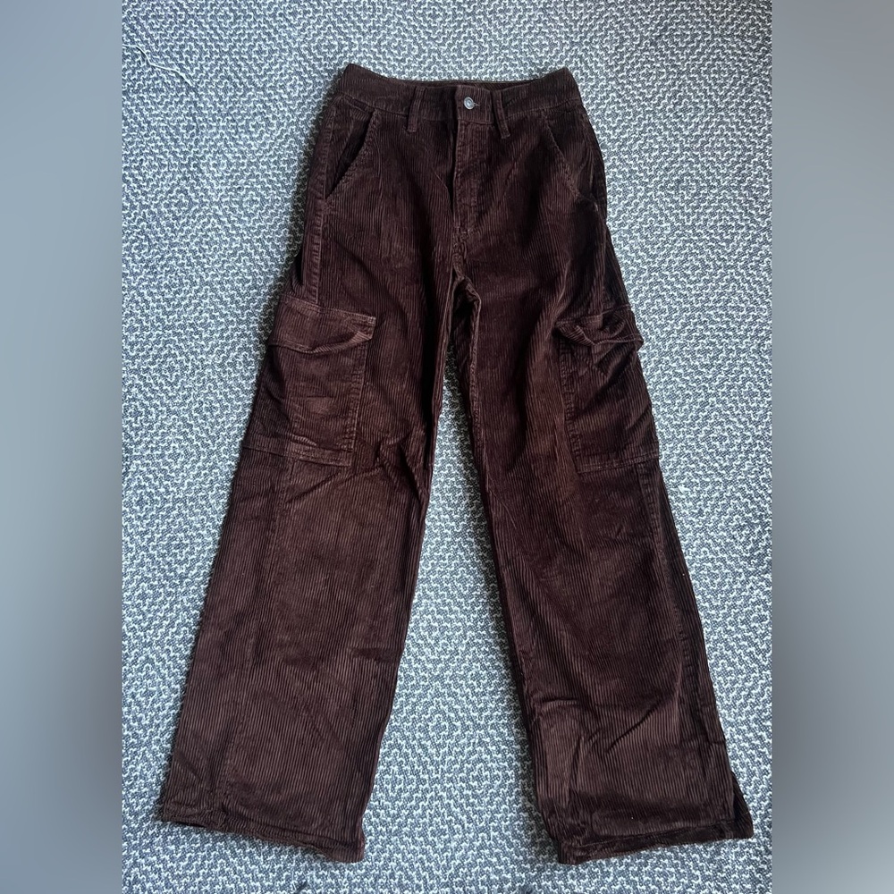 Hollister Size 27 Dark Brown Corduroy Cargo Pants